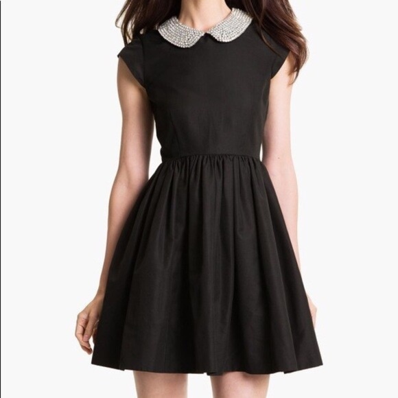 Kate Spade Kimberly Peter Pan Rhinestone Crystal Collar Denim Dress 0 MSRP $548 - Picture 1 of 7